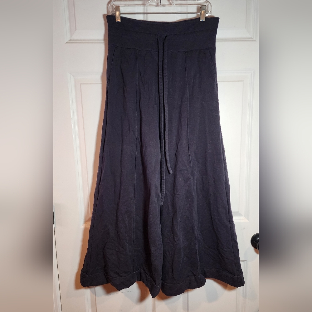 Samantha Treacy Navy Blue Stretchy Drawstring Wide Leg Sweatpants Size 10